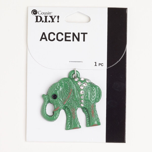 Focal acrylic 1pk 42-43x44mm elephant green clear black brown image number 0