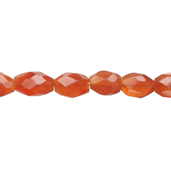 Carnelian 1pkg1, hand-cut faceted puffed oval bead, dark 13 inch 7x6mm-11x7mm image number 0