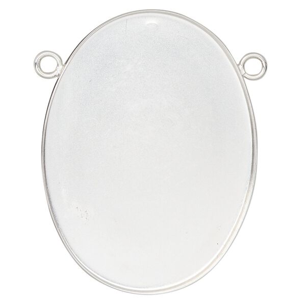 Connector, sterling silver, 41x31mm oval with 40x30mm bezel cup setting. Sold individually. image number 0