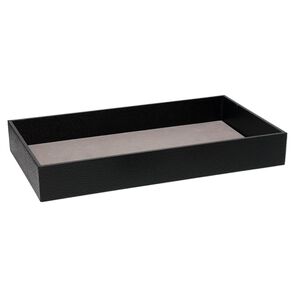 Display tray, paper and fiber board, black, 14-3/4 x 8-1/4 x 2 inches. Sold individually.