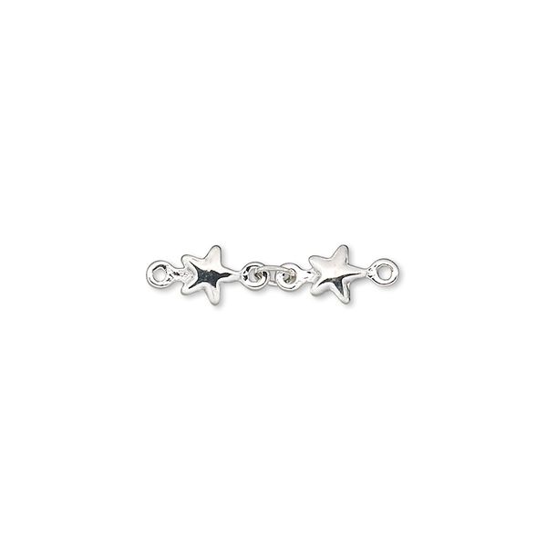 Extender chain, silver-plated brass, star, 20mm. Sold per pkg of 6. image number 0