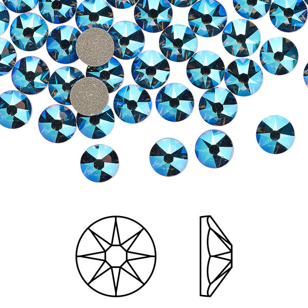 Flat back 144pk black diamond shimmer foil back, Crystal Passions® 4.6-4.8mm rose round SS20 2088 image number 0