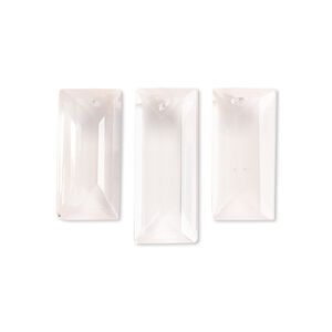 Rose quartz 1pkg3, hand-cut top-drilled faceted baguette drop natural 16x8mm-21x10mm / 14x7mm-19x10mm