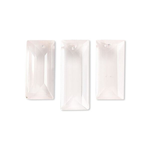 Rose quartz 1pkg3, hand-cut top-drilled faceted baguette drop natural 16x8mm-21x10mm / 14x7mm-19x10mm image number 0