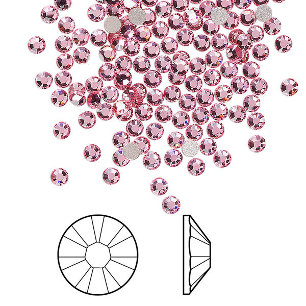 Flat back 144pk light rose foil back, Crystal Passions® 2.5-2.7mm rose round SS9 2058 image number 0