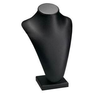 Display, necklace, leatherette, black. 13-1/2 x 9 x 6 inch pedestal. Sold individually.