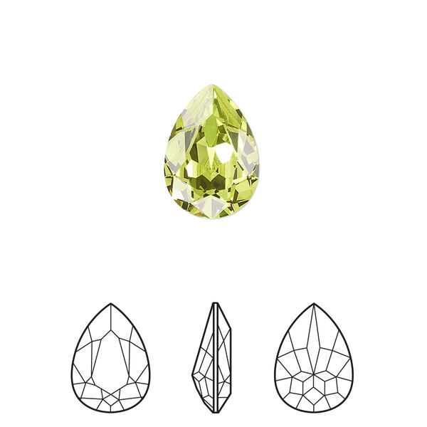 Fancy stone 12pk citrus green foil back, Crystal Passions® 14x10mm pear 4320 image number 0