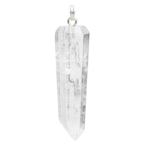 Focal 1pkg1 quartz crystal / sterling silver, 40x13mm point, natural