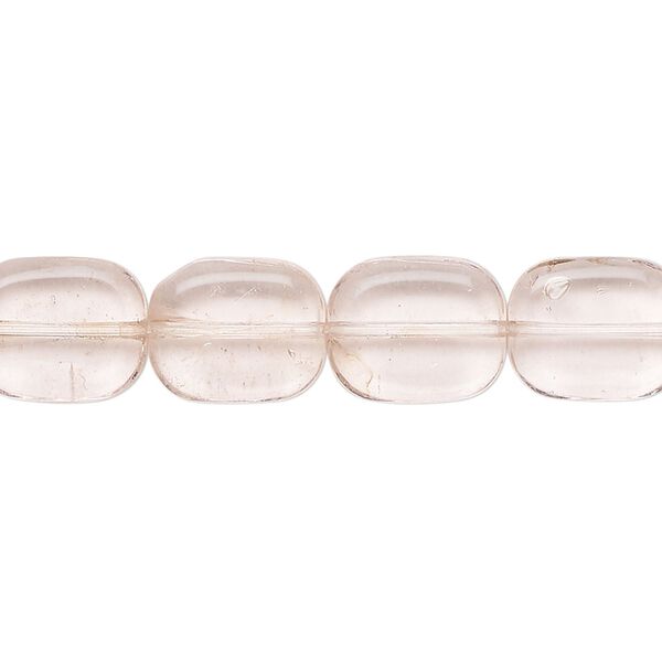 Bead, glass, transparent light pink, 12x10mm rounded flat rectangle. Sold per 14-inch strand, approximately 30 beads. image number 0