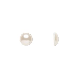 Cabochon 36pk crystal white pearl, Crystal Passions® 7.07-7.27mm hotfix SS34 2080/4