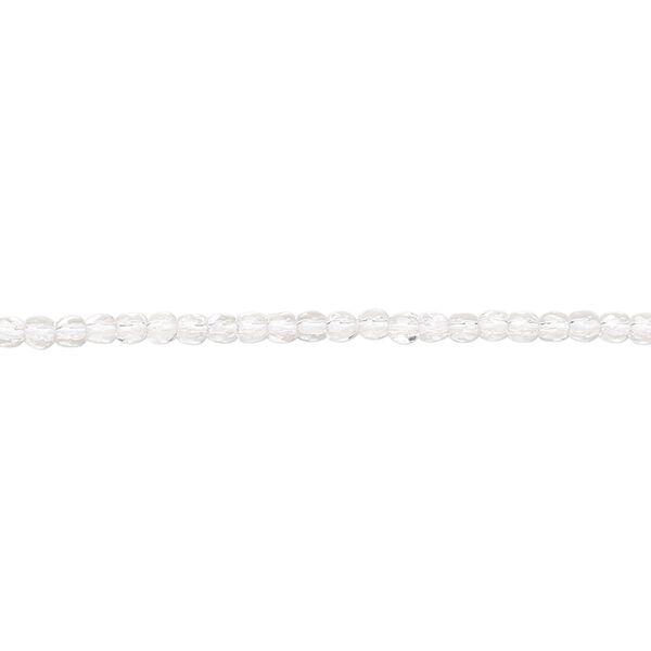 Bead, Czech fire-polished glass, transparent clear, 2mm faceted round. Sold per 8-inch strand, approximately 95-100 beads. image number 0
