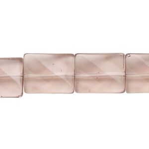 Bead, glass, transparent light plum, 15x12mm-16x12mm twisted rectangle. Sold per 12-inch strand, approximately 15 beads.
