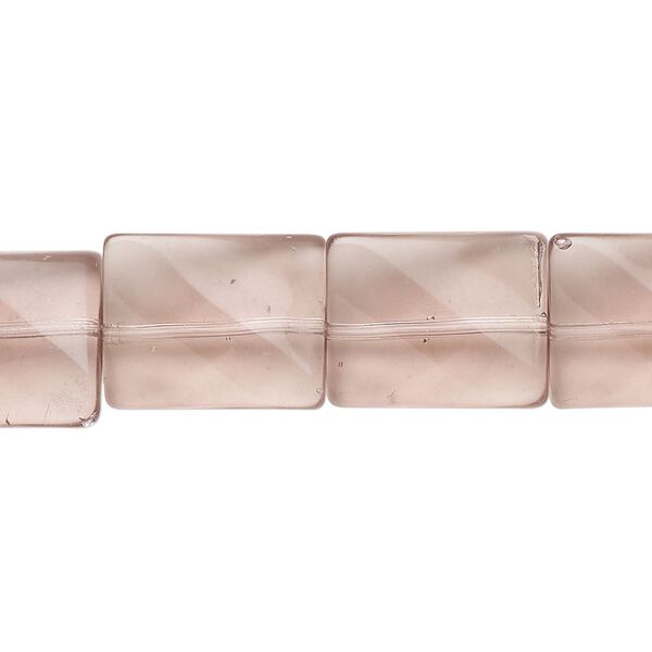 Bead, glass, transparent light plum, 15x12mm-16x12mm twisted rectangle. Sold per 12-inch strand, approximately 15 beads. image number 0