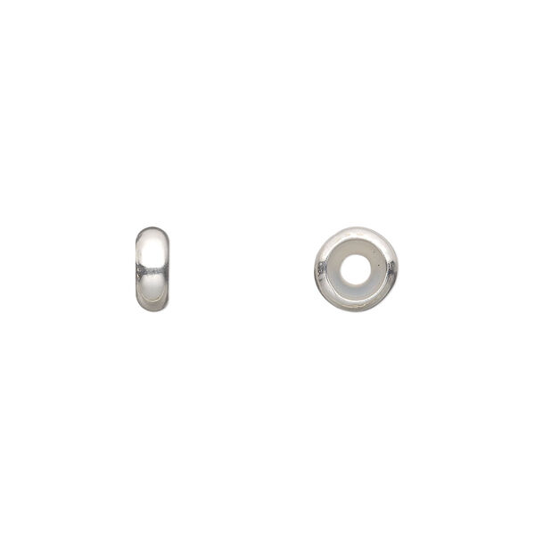 Bead keeper, sterling silver and silicone, clear, 7x3mm rondelle. Sold per pkg of 2. image number 0