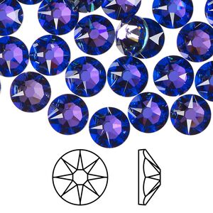 Flat back 144pk crystal heliotrope foil back, Swarovski® 8.412-8.672mm rose round SS40 2088