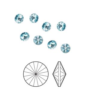 Chaton 8pk aqua bohemica foil back, Preciosa MAXIMA Czech crystal rhinestone 8.16-8.41mm rivoli SS39