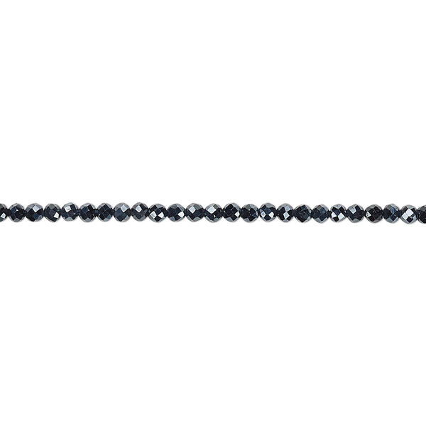 Bead, black spinel (coated), luster, 2mm hand-cut faceted rondelle, B grade, Mohs hardness 8. Sold per 12-inch strand. image number 0