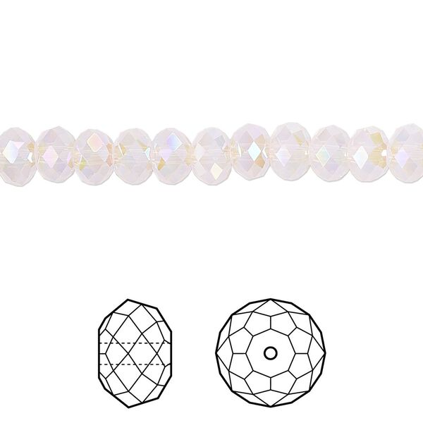 Bead 144pk rose water opal shimmer 2X, Crystal Passions® 6x4mm rondelle 5040 image number 0