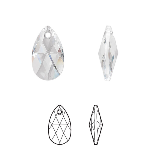 Drop 2pk crystal, Crystal Passions® 16x9mm pendant pear 6106 image number 0