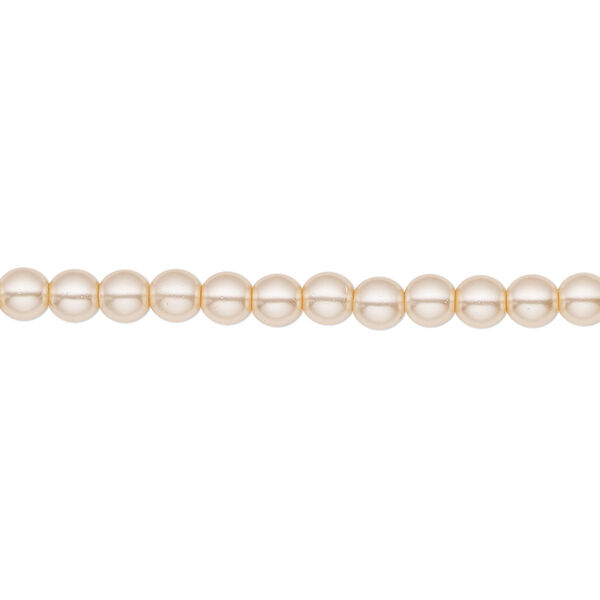 Bead, Czech pearl-coated glass druk, opaque champagne, 4mm round. Sold per 15-1/2" to 16" strand. image number 0