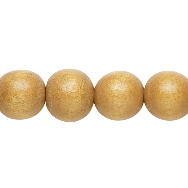 Bead 1pkg1, Taiwanese cheesewood (dyed / waxed), beige, 11-12 round, 15-1/2 to 16 inches. image number 0
