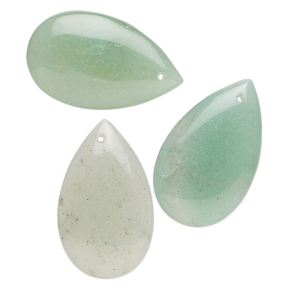 Green aventurine 1pkg3, teardrop focal natural 25x16mm-30x19mm image number 0