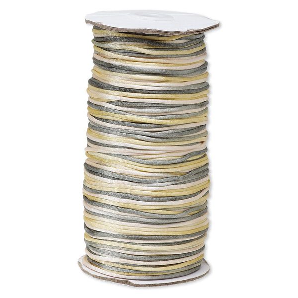 Cord, Satinique™, satin, coastal fog, 2mm regular. Sold per 400-foot spool. image number 0