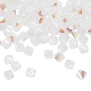 Bead 144pk white opal shimmer, Crystal Passions® 5mm bicone 5328