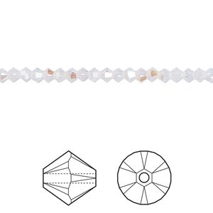 Bead 48pk white opal shimmer, Crystal Passions® 3mm bicone 5328