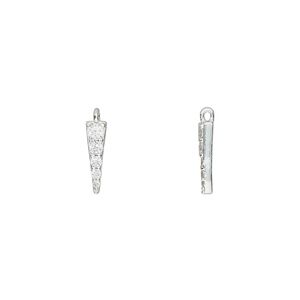 Drop, sterling silver and cubic zirconia, clear, 9x3mm point. Sold per pkg of 2.