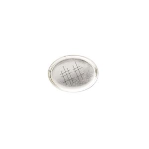 Bezel cup, sterling silver, solid back, 14x10mm oval. Sold per pkg of 2.