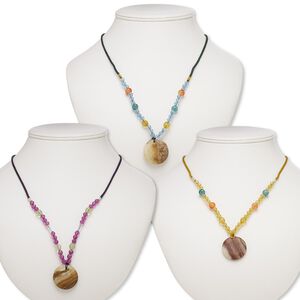 Italian "onyx" / multi-gemstone / acrylic 1pkg3, round necklace continuous 20-24 inch mix 29-30mm