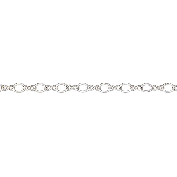 Chain, sterling silver, 2.3mm flat figure 8. Sold per pkg of 5 feet. image number 0