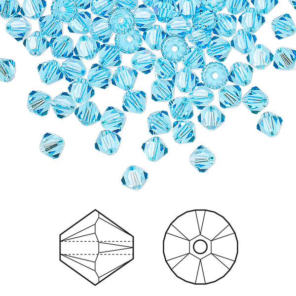Bead 1440pk aquamarine, Swarovski® 4mm XILION bicone 5328 image number 0