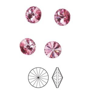 Chaton 144pk rose foil back, Preciosa MAXIMA Czech crystal rhinestone 8.16-8.41mm rivoli SS39