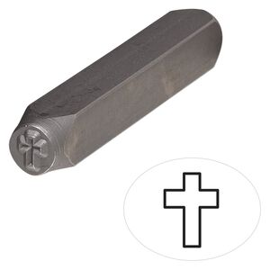 Stamp punch, tempered chrome vanadium steel, 6x4.5mm cross, 2-3/4 x 3/8 inches. Sold individually.