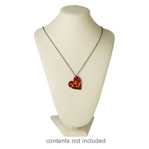 Display, necklace, leatherette, cream, 11 x 7-1/4 x 6 inches. Sold individually. image number 2