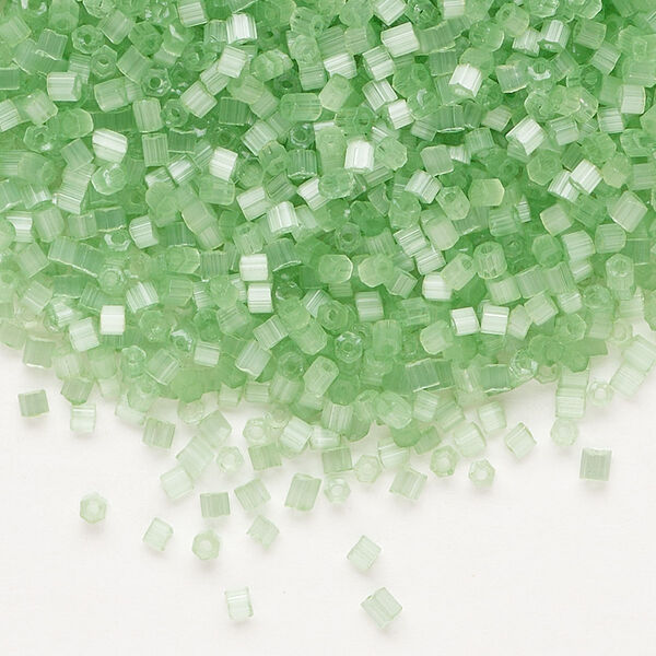 Seed bead, Preciosa Ornela Czech glass, pkg/50g, #11 2-cut hex, translucent solgel dyed satin green, (05161). image number 0