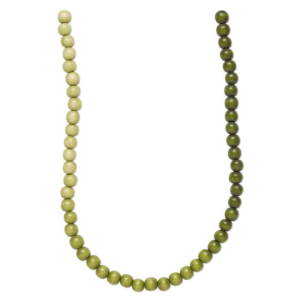 Bead, Taiwanese cheesewood (dyed / waxed), green ombre, 8mm round. Sold per pkg of (2) 15-1/2" to 16" strands. image number 0