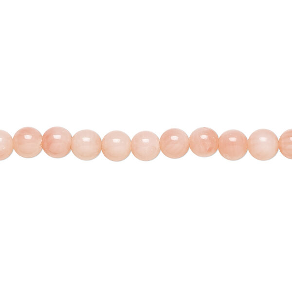 Bead, bamboo coral (dyed), pink, 4.5-5mm hand-cut round, B- grade, Mohs hardness 3-1/2 to 4. Sold per 15-1/2" to 16" strand. image number 0