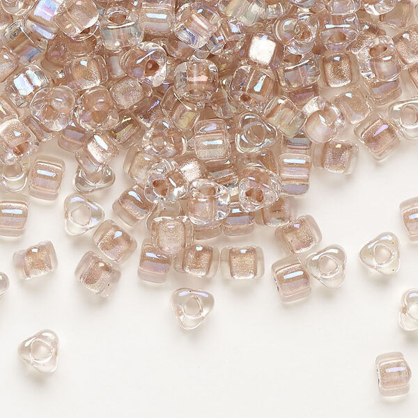 Seed bead, Miyuki 1pkg10g, glass, #5 triangle, transparent light rose inside dyed color clear (TR-1134) image number 0