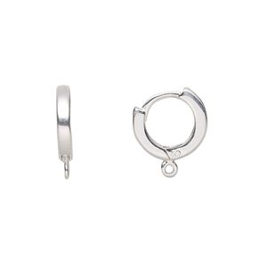 Earring hoop 1pkg2 sterling silver, 14mm round / hinged / closed loop, 18 gauge 1 pair