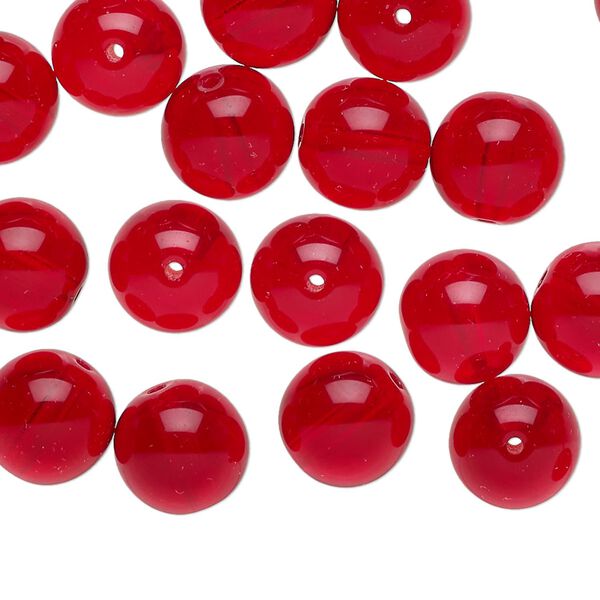 Czech glass 1pkg40, round druk bead transparent ruby red 10mm image number 0