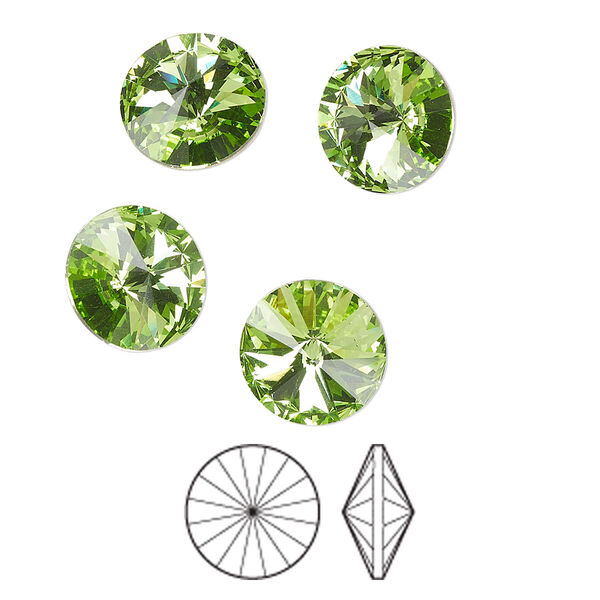 Chaton 8pk peridot foil back, Preciosa MAXIMA Czech crystal rhinestone 10.54-10.91mm rivoli SS47 image number 0