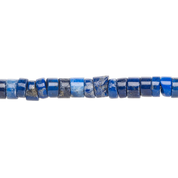 Bead, lapis lazuli (natural), 4x2mm-5x4mm heishi with 0.6-1mm hole, C+ grade, Mohs hardness 5 to 6. Sold per 15-inch strand. image number 0