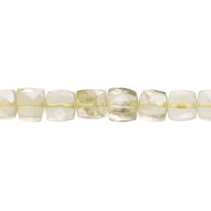 Lemon quartz 1pkg1, hand-cut faceted cube bead 10 inch 6x6mm-7x6mm