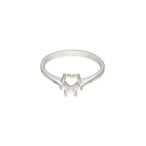 Ring, Sure-Set™, sterling silver, 6mm pre-notched 6-prong heart basket setting, size 7. Sold individually.