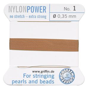 Thread, Griffin, nylon, cornelian, size #1. Sold per 2-meter card (approximately 78 inches).