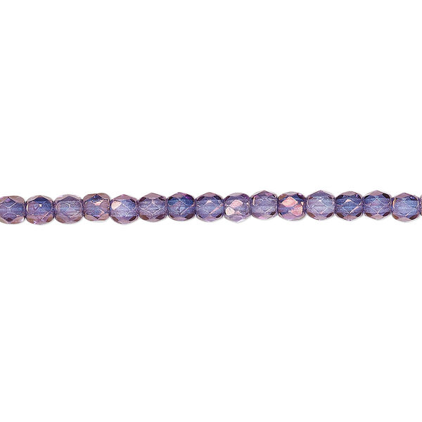 Bead, Czech fire-polished glass, purple and gold, 3mm faceted round. Sold per 15-1/2" to 16" strand, approximately 130 beads. image number 0