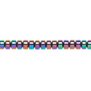 Hemalyke™ 1pkg1, rainbow titanium-coated rondelle bead 15.5-16 inch 4.5x3mm